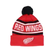 Outerstuff - NHL Röd pom Beanie - Kids Detroit Red Wings Jacquard Cuffed Knit Red Pom @ Hatstore