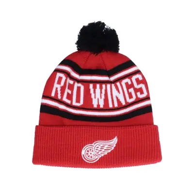 Outerstuff - NHL Röd pom Beanie - Kids Detroit Red Wings Jacquared Knit University Red Pom @ Hatstore