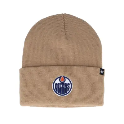 47 Brand - NHL Beige cuff Beanie - Edmonton Oilers Haymaker Knit Khaki Cuff @ Hatstore