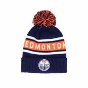 Adidas - NHL Blå pom Beanie - Edmonton Oilers Cuffed Knit Navy/Orange Pom @ Hatstore