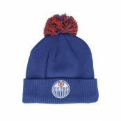 Adidas - NHL Blå pom Beanie - Edmonton Oilers NHL Cuff Beanie Dark Blue Pom @ Hatstore