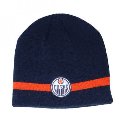 Adidas - NHL Blå traditionalbeanie Beanie - Edmonton Oilers Coach Navy Beanie @ Hatstore