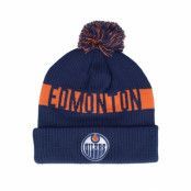 Fanatics - NHL Blå pom Beanie - Edmonton Oilers Beanie Blue/Orange Pom @ Hatstore