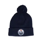 Fanatics - NHL Blå pom Beanie - Edmonton Oilers Value Core Athl Navy Pom @ Hatstore
