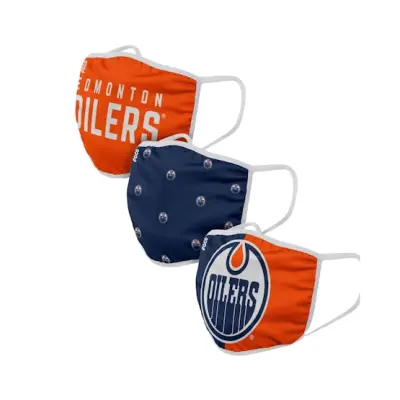 Foco - NHL Blå Mask - Edmonton Oilers 3-Pack NHL Navy/Orange Face Mask @ Hatstore