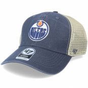 47 Brand - NHL Blå trucker Keps - Edmonton Oilers Flagship Wash Mvp Vintage Navy/Beige Trucker @ Hatstore