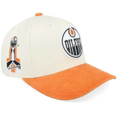 Mitchell&Ness - NHL Beige adjustable Keps - Edmonton Oilers Sunset Pro Crown Sand/Orange Adjustable @ Hatstore