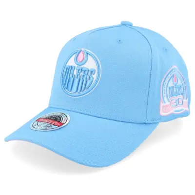 Mitchell&Ness - NHL Blå adjustable Keps - Hatstore Exclusive x Edmonton Oilers Light Blue/Pink A-frame Adjustable @ Hatstore