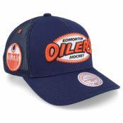 Mitchell&Ness - NHL Blå trucker Keps - Edmonton Oilers Team Seal Vintage Blue Trucker @ Hatstore