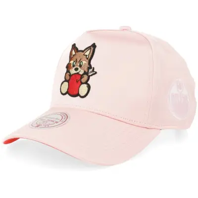 Mitchell&Ness - NHL Rosa adjustable Keps - Edmonton Oilers Hit By Love Satin Cap Baby Pink-os @ Hatstore