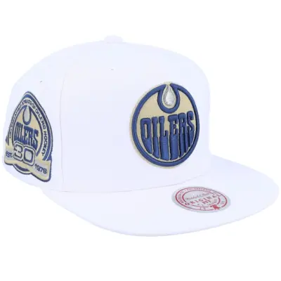 Mitchell&Ness - NHL Vit snapback Keps - Edmonton Oilers Winter White Snapback @ Hatstore