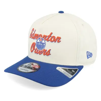 New Era - NHL Vit adjustable Keps - Edmonton Oilers 9FIFTY Chainstitch Chrome White/Royal A-Frame Adjustable @ Hatstore