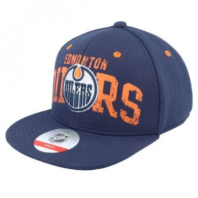 Outerstuff - NHL Blå snapback Keps - Kids Edmonton Oilers Life Style Printed Flatbrim Navy Snapback @ Hatstore