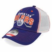 Outerstuff - NHL Blå trucker Keps - Kids Edmonton Oilers Lockup Meshback Blue/White Trucker @ Hatstore