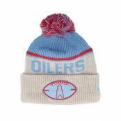 New Era - NFL Beige pom Beanie - Houston Oilers NFL 24 Sideline His Sportknit Stone/Blue Pom @ Hatstore