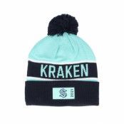 Fanatics - NHL Blå pom Beanie - Seattle Kraken Authentic Pro Game&Trai Navy/Icy Blue Pom @ Hatstore