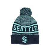 Fanatics - NHL Blå pom Beanie - Seattle Kraken Authentic Pro Rink Pom Black/Active Blue Pom @ Hatstore