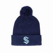 Fanatics - NHL Blå pom Beanie - Seattle Kraken Core Beanie Cuff Knit Navy Pom @ Hatstore