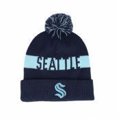 Fanatics - NHL Blå pom Beanie - Seattle Kraken Navy/Icy Blue Pom @ Hatstore