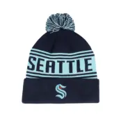 Fanatics - NHL Blå pom Beanie - Seattle Kraken Navy/Icy Blue Pom @ Hatstore