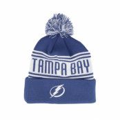 Fanatics - NHL Blå pom Beanie - Tampa Bay Lightning Cuff Blue/White Pom @ Hatstore