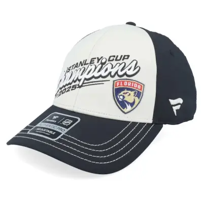 Fanatics - NHL Svart adjustable Keps - Florida Panthers Fla 2025 Locker Room Stanley Cup Champs Light Grey/Black Adjustable @ Hatstore