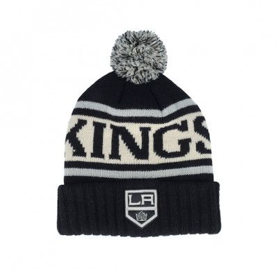 American Needle - NHL Svart pom Beanie - Los Angeles Kings Pillow Line Knit Black/Ivory/Grey Pom @ Hatstore