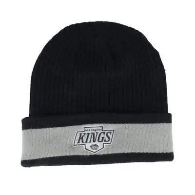 Fanatics - NHL Svart cuff Beanie - Los Angeles Kings Black/Stone Gray Pom @ Hatstore