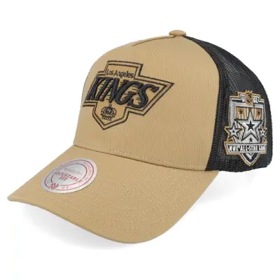 Mitchell&Ness - NHL Beige trucker Keps - Hatstore Exclusive x Los Angeles Kings Archaeo Tan/Black A-frame Trucker @ Hatstore