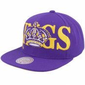 Mitchell&Ness - NHL Lila snapback Keps - Los Angeles Kings Full Frontal Vintage Purple/Yellow Snapback @ Hatstore