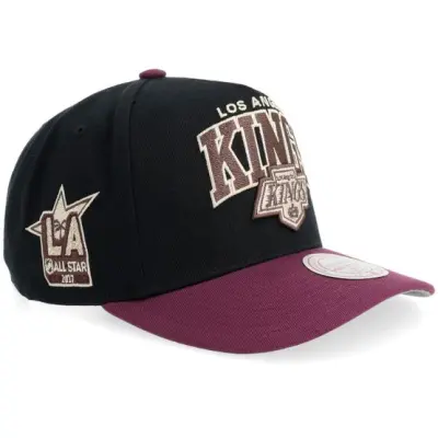 Mitchell&Ness - NHL Svart adjustable Keps - Los Angeles Kings Pro Pinch Black/Maroon A-Frame Adjustable @ Hatstore