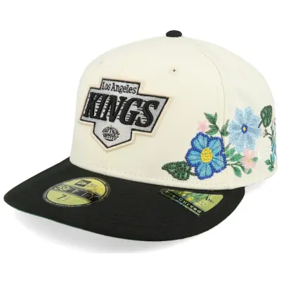New Era - NHL Vit fitted Keps - Los Angeles Kings Tonal Florals Off White/Black/Green UV Fitted @ Hatstore