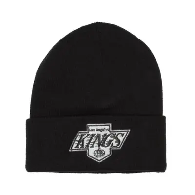 Mitchell&Ness - NHL Svart cuff Beanie - LA Kings Black Logo Beanie @ Hatstore
