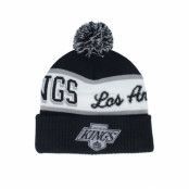 Mitchell&Ness - NHL Svart pom Beanie - Los Angeles Kings Block Sweep Knit Vintage Black Pom @ Hatstore