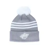 Adidas - NHL Grå pom Beanie - Minnesota Wild 3-Stripe Cuffed Grey Pom @ Hatstore