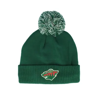 Adidas - NHL Grön pom Beanie - Minnesota Wild NHL Cuff Beanie Dark Green Pom @ Hatstore