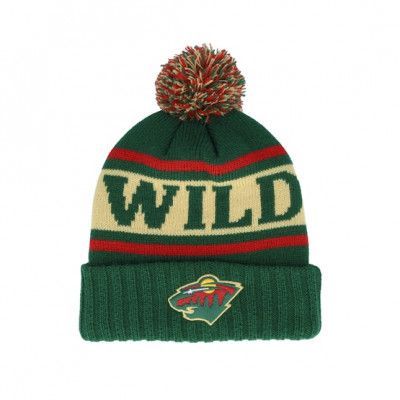 American Needle - NHL Grön pom Beanie - Minnesota Wild Pillow Line Knit Green/Cream/Red Pom @ Hatstore
