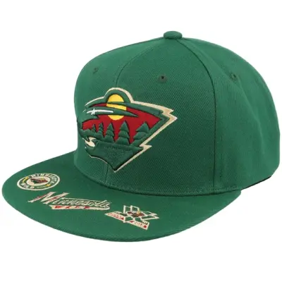 Mitchell&Ness - NHL Grön snapback Keps - Minnesota Wild Vintage Hat Trick Green Snapback @ Hatstore