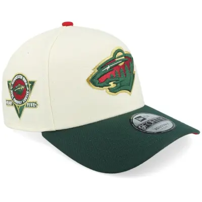 New Era - NHL Beige adjustable Keps - Minnesota Wild 9FORTY White/Green A-frame Adjustable @ Hatstore