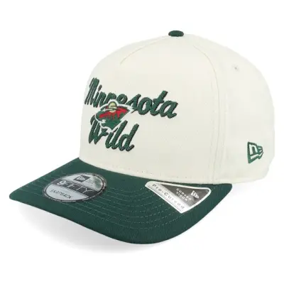 New Era - NHL Vit adjustable Keps - Minnesota Wild 9FIFTY Chainstitch Chrome White/Green A-Frame Adjustable @ Hatstore