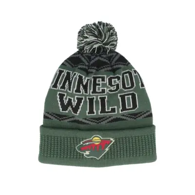 Outerstuff - NHL Grön pom Beanie - Kids Minnesota Wild NHL Beanie Dark Green Pom @ Hatstore