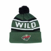 Outerstuff - NHL Grön pom Beanie - Kids Minnesota Wild Wild Wordmark Jacquard Cuff Beanie Fir Pom @ Hatstore