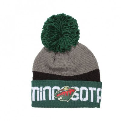 Reebok - NHL Svart pom Beanie - Minnesota Wild Team Pom Knit @ Hatstore