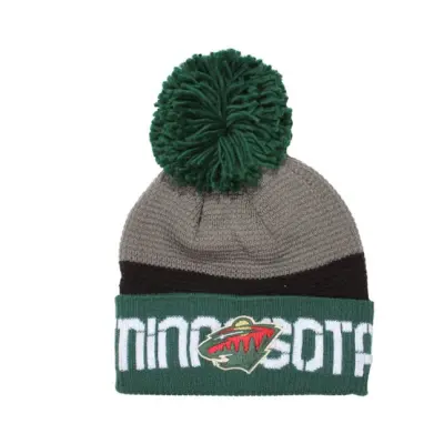 Reebok - NHL Svart pom Beanie - Minnesota Wild Team Pom Knit @ Hatstore