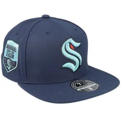 Mitchell&Ness - NHL Blå fitted Keps - Seattle Kraken Vintage Navy Fitted @ Hatstore