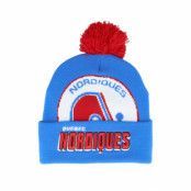 Mitchell&Ness - NHL Blå pom Beanie - Quebec Nordiques Punch Out Knit Blue Pom @ Hatstore