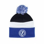 Mitchell&Ness - NHL Blå pom Beanie - Tampa Bay Lightning Stripe Knit Blue Pom @ Hatstore