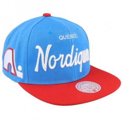 Mitchell&Ness - NHL Blå snapback Keps - Quebec Nordiques Vintage Script Blue/Red Snapback @ Hatstore
