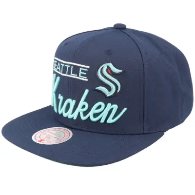 Mitchell&Ness - NHL Blå snapback Keps - Seattle Kraken Retro Lock Up Navy Snapback @ Hatstore