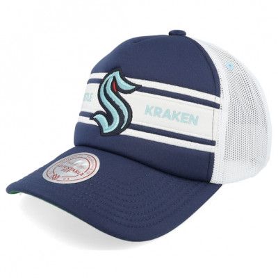 Mitchell&Ness - NHL Blå trucker Keps - Seattle Kraken Sideline Navy/White A-frame Trucker @ Hatstore